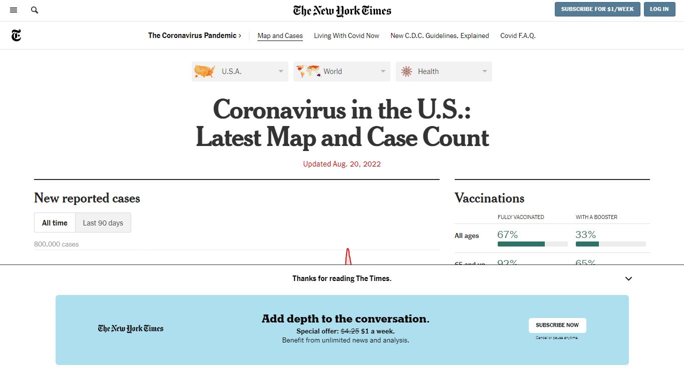 Coronavirus in the U.S.: Latest Map and Case Count